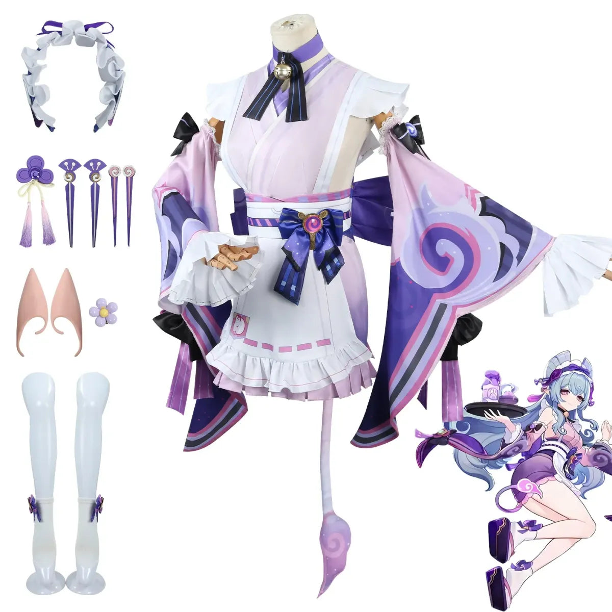 Genshin Yumemizuki Cosplay Kimono – Kawaii Fantasy Dress Set